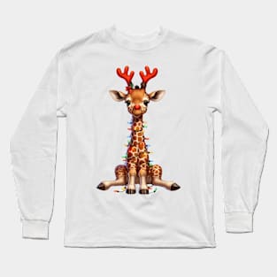 Christmas Red Nose Giraffe Long Sleeve T-Shirt